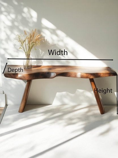 Organic Live Edge Bench For Entryway Or Hallway