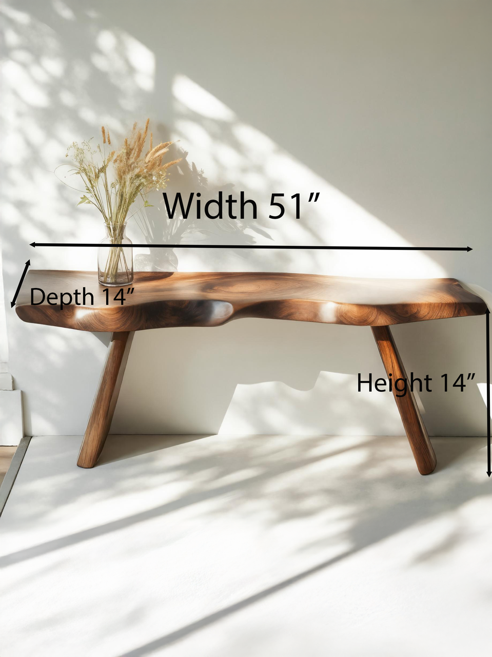 Organic Live Edge Bench For Entryway Or Hallway