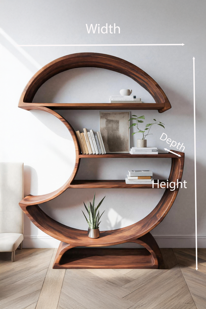 Modern Half Moon Bookshelf For Living Room Or Office