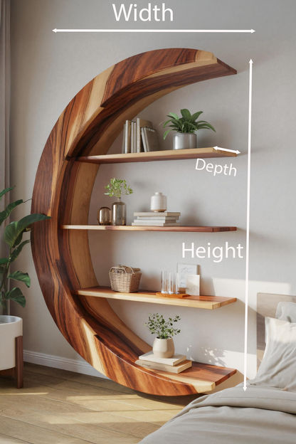 Modern Floating Moon Bookshelf For Living Room Or Bedroom