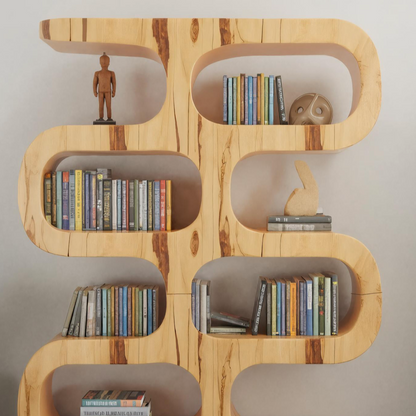 Modern Curved Bookshelf For Japandi Or Minimalist Living Room