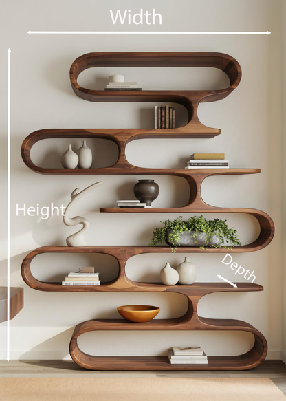 Organic Oval Bookshelf For Living Room Or Creative Studio