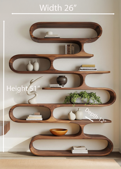 Organic Oval Bookshelf For Living Room Or Creative Studio