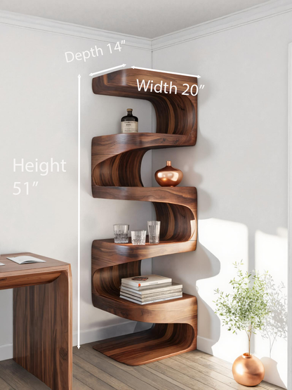 Modern Corner Wave Bookshelf For Living Room Or Contemporary Interior