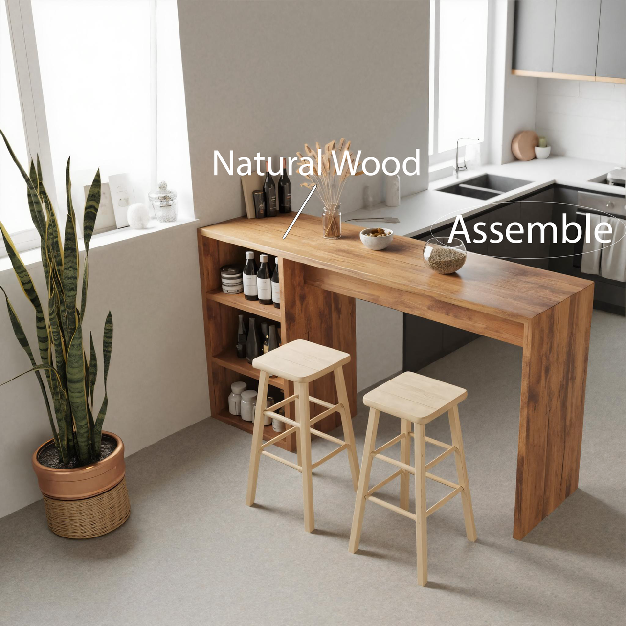 Warm Bar Table With Storage For Compact Kitchen