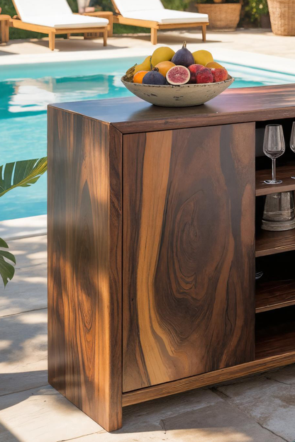 Modern Outdoor Bar Cabinet With Wine Storage For Patio