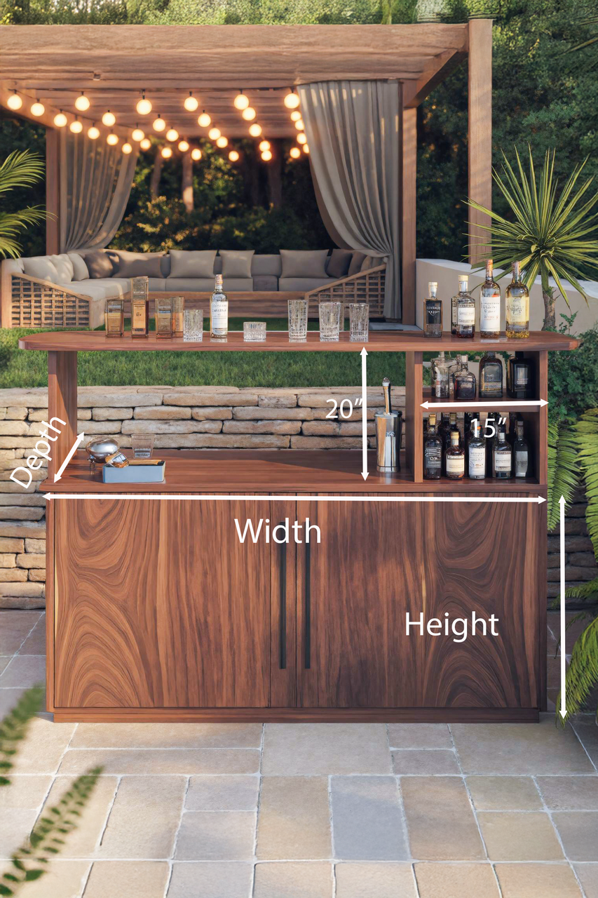 Modern Outdoor Bar Table With Cabinet For Patio Or Poolside