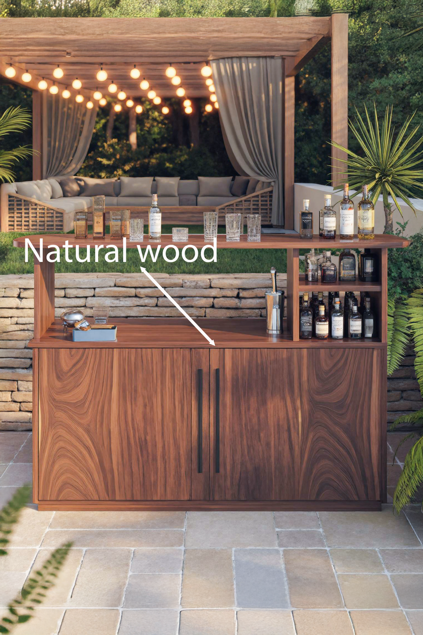 Modern Outdoor Bar Table With Cabinet For Patio Or Poolside