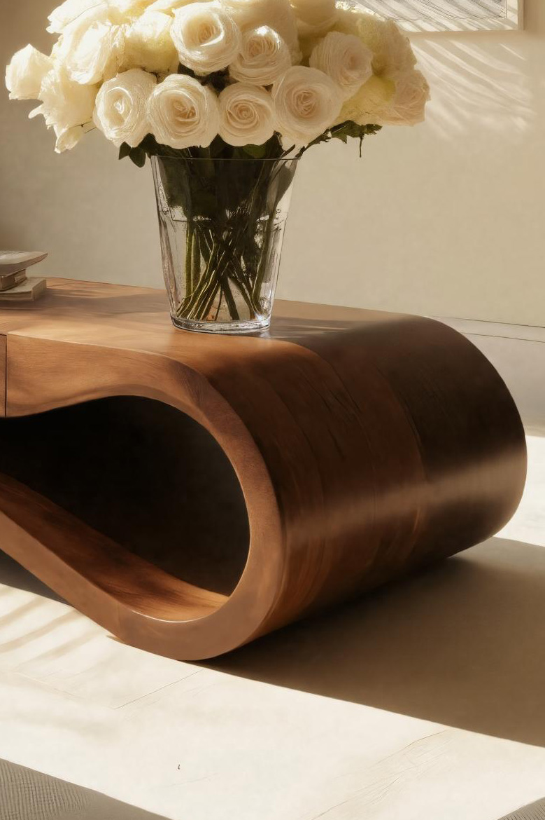Modern Wave Coffee Table With Drawer For Living Room