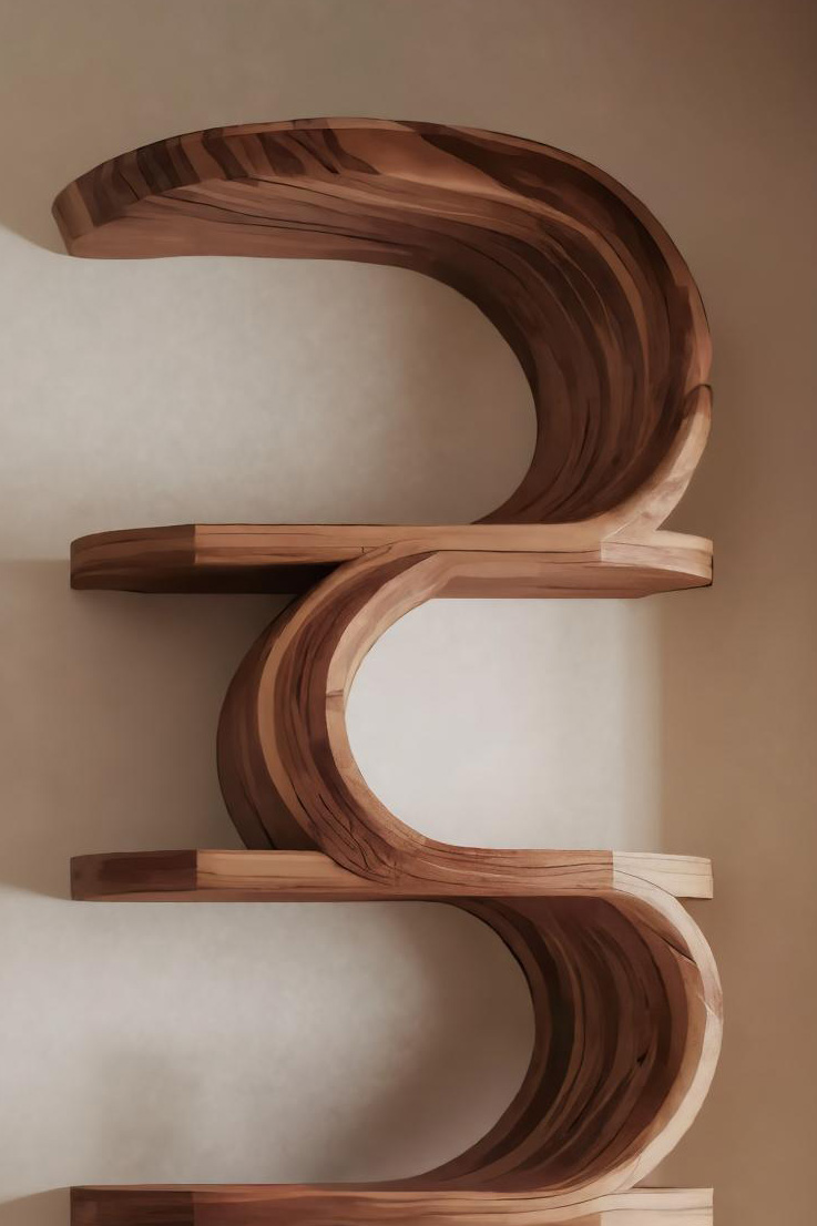 Modern Curved Bookshelf For Living Room Or Office Storage