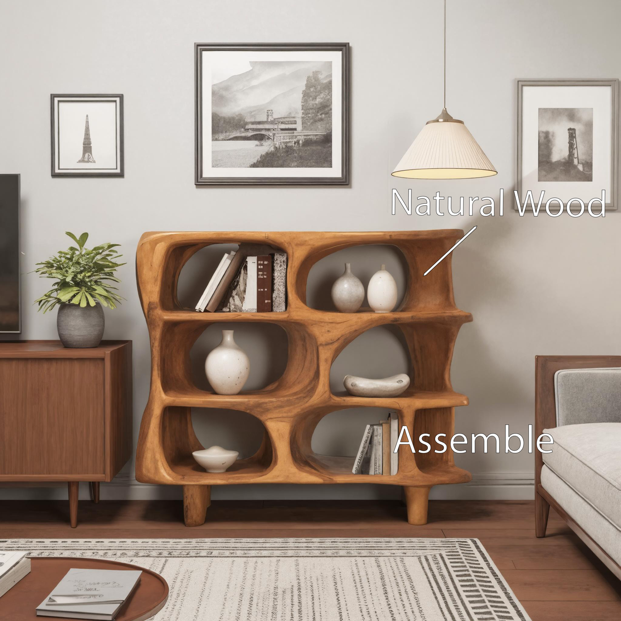 Modern Organic Sculptural Bookshelf For Living Room Or Office