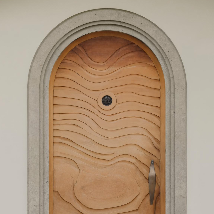 Modern Arched Front Door With Wave Pattern For Villa Or Architecture
