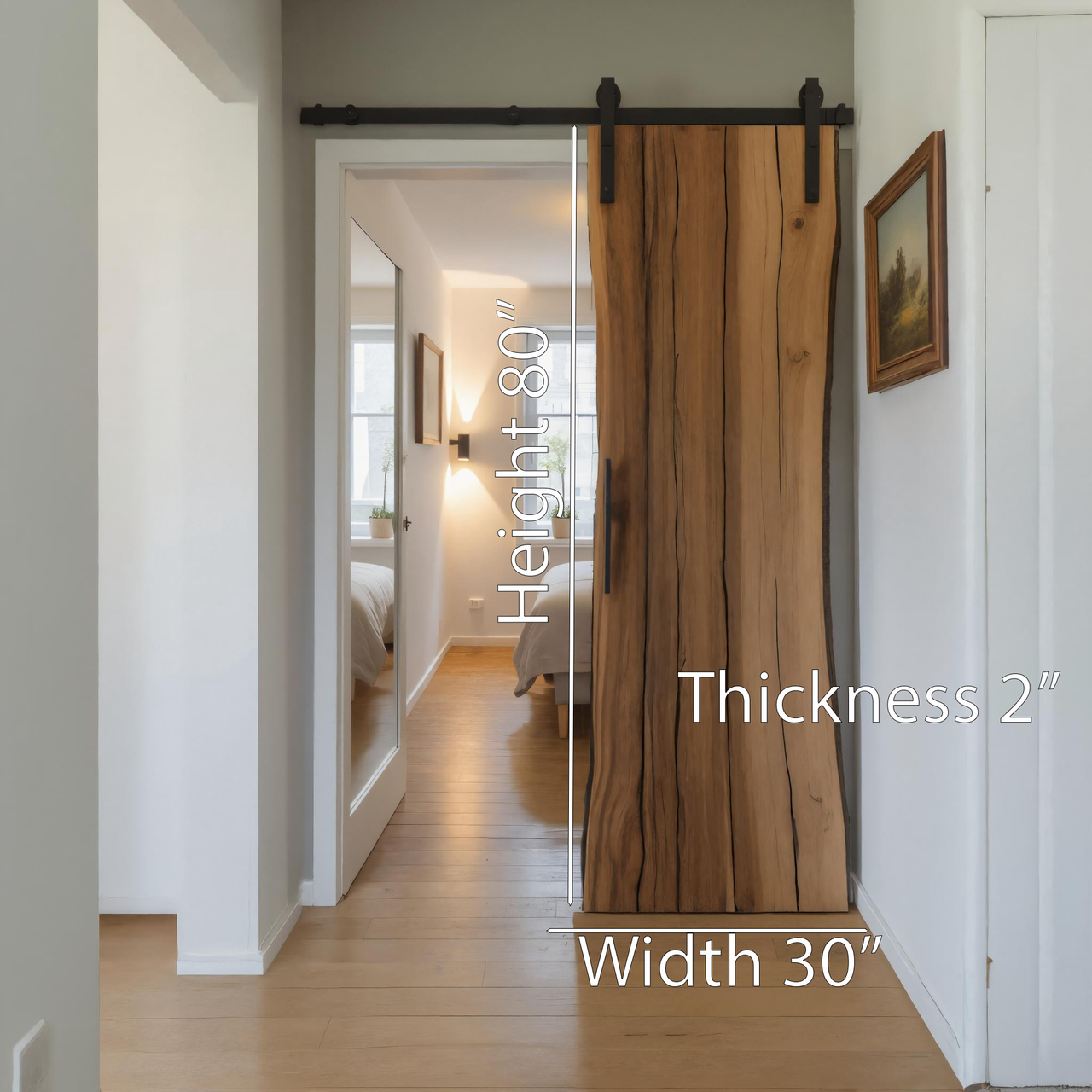 Rustic Live Edge Sliding Barn Door For Bedroom Or Farmhouse