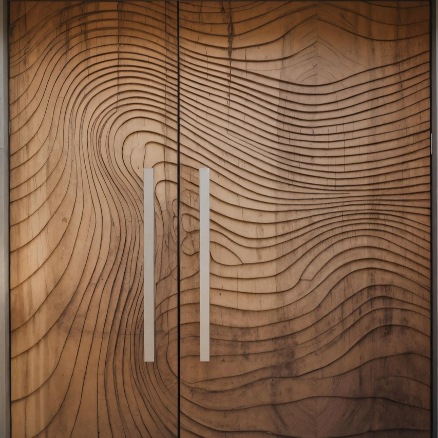 Modern Double Front Door With Wave Carved Design For Luxury Home