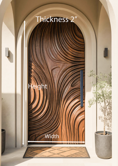 Modern Arched Front Door With Flowing Sculpted Design For Villa