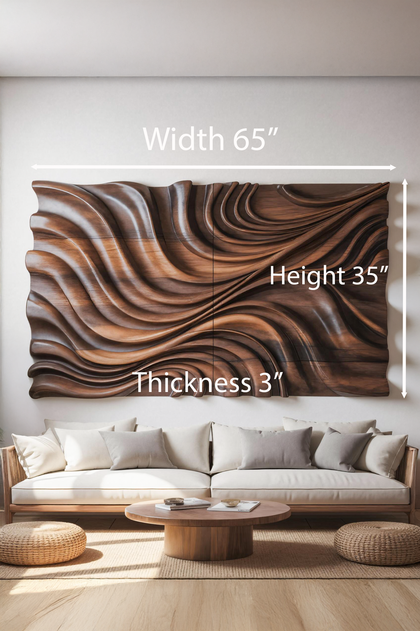 Elegant Wave Inspired Wall Sculpture for Modern Living Room