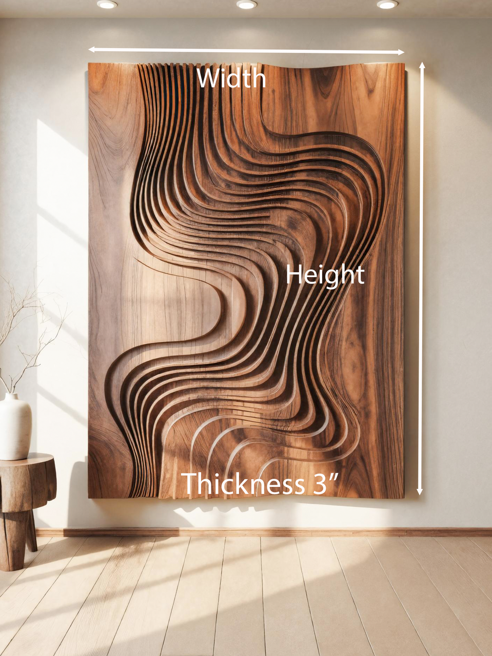 Modern Wall Sculpture With Flowing Layered Curves For Entryway