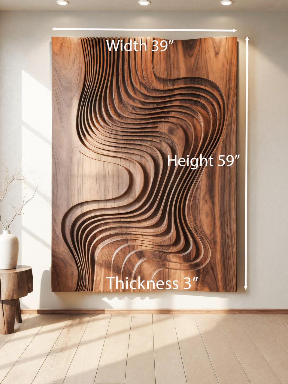 Modern Wall Sculpture With Flowing Layered Curves For Entryway