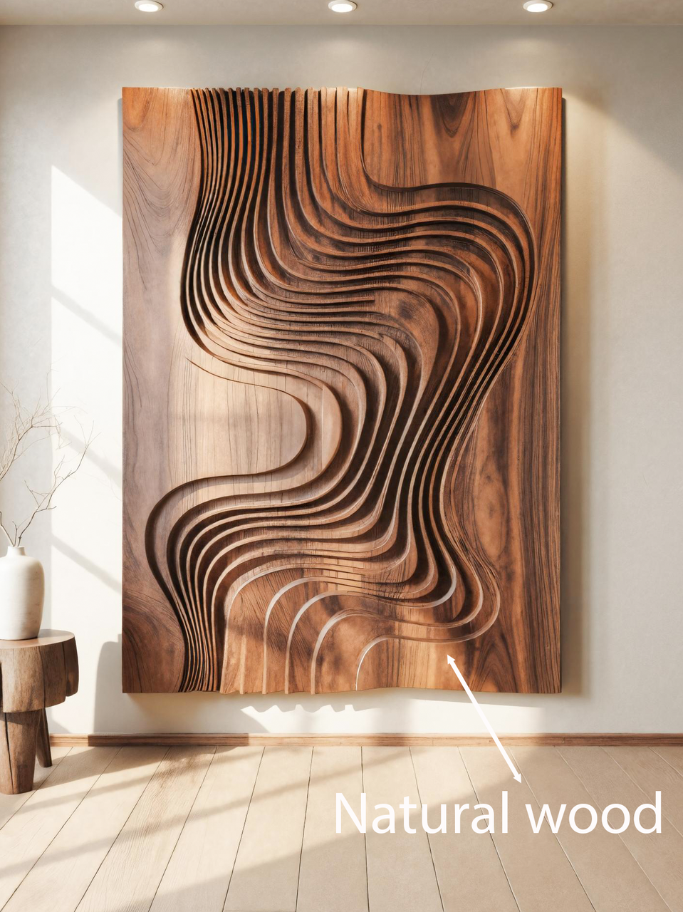 Modern Wall Sculpture With Flowing Layered Curves For Entryway