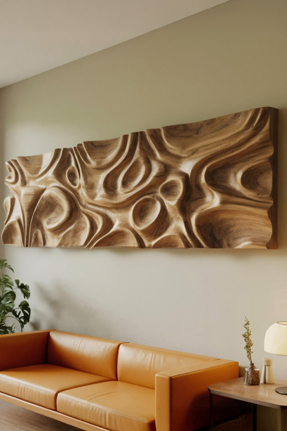 Modern Abstract Carved Wall Art Panel For Living Room