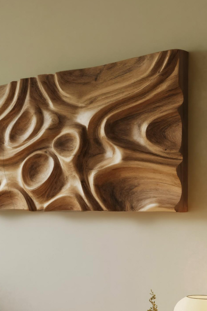 Modern Abstract Carved Wall Art Panel For Living Room