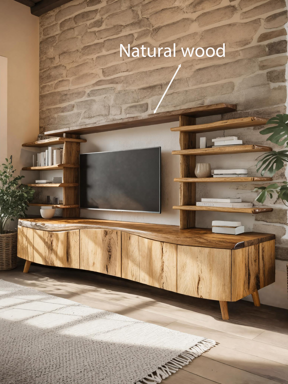 Modern TV Stand With Sculpted Storage For Living Room