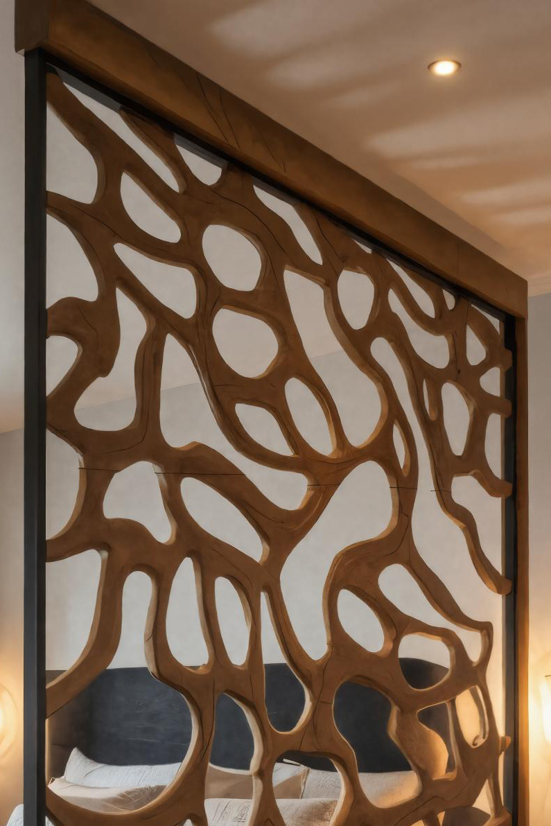 Modern Divider With Openwork For Bedroom