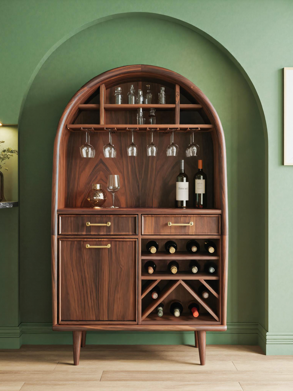 Modern Arched Wine Cabinet For Dining Room