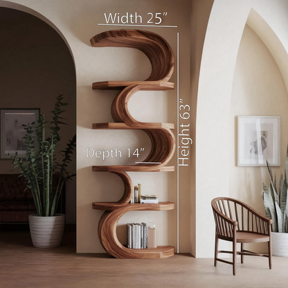 Modern Curved Bookshelf For Living Room Or Office Storage