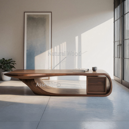 Modern Sculptural Desk With Curved Design For Home Office