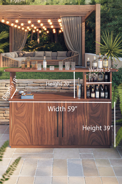 Modern Outdoor Bar Table With Cabinet For Patio Or Poolside