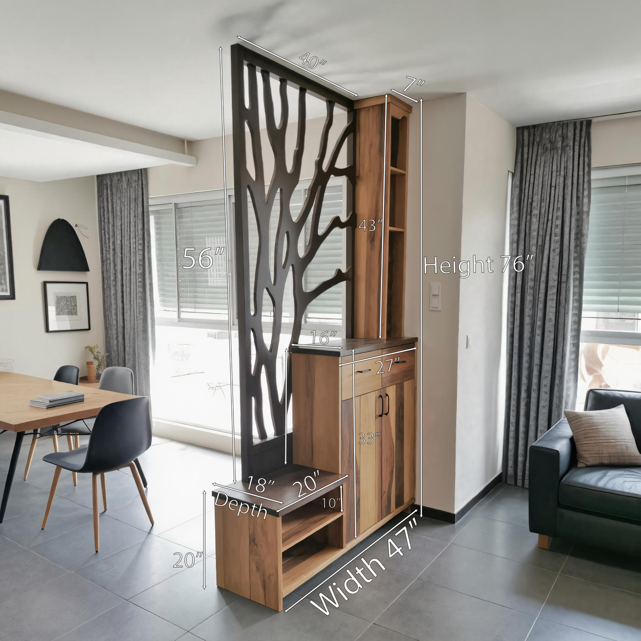 Modern Tree Pattern Divider Cabinet For Living Room