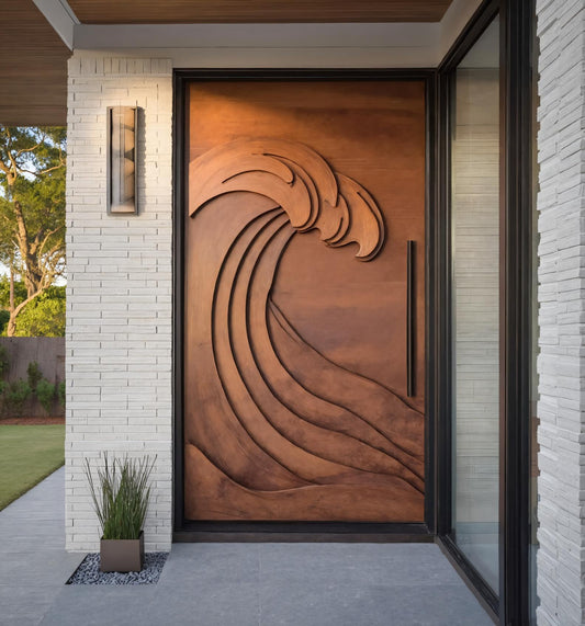 Contemporary Wave Pattern Door Design For Home Entrance