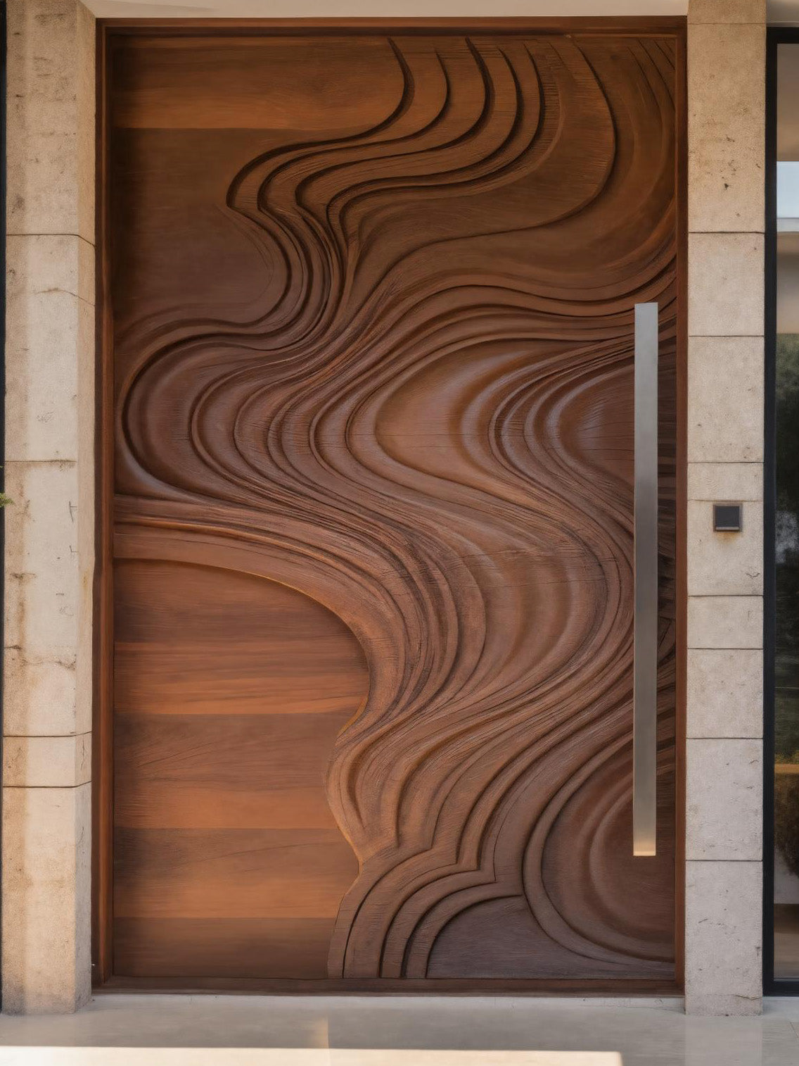 Contemporary Sculptural Door With Abstract Design For Living Room