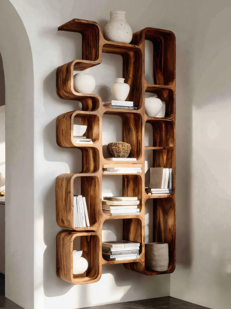 Modern Bookshelf With Integrated Compartments For Living Room