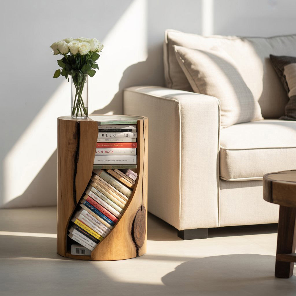 Modern Organic Bookcase With Accent Design For Living Room