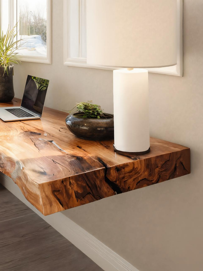 Modern Live Edge Floating Desk For Home Office Workspace