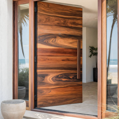 Coastal Pivot Entry Door With Grain Detail For Beach House