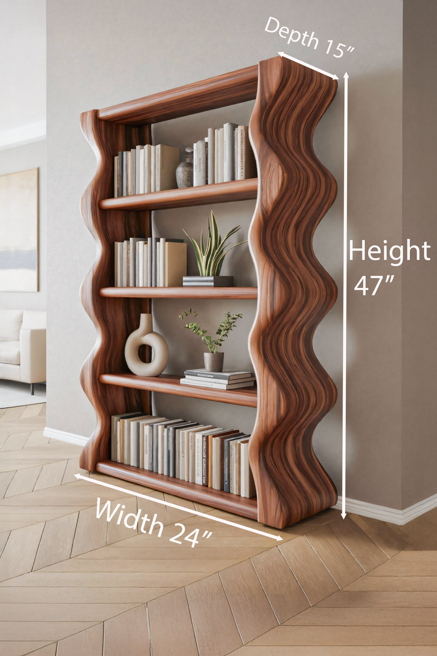 Modern Wave Bookshelf For Living Room Or Office