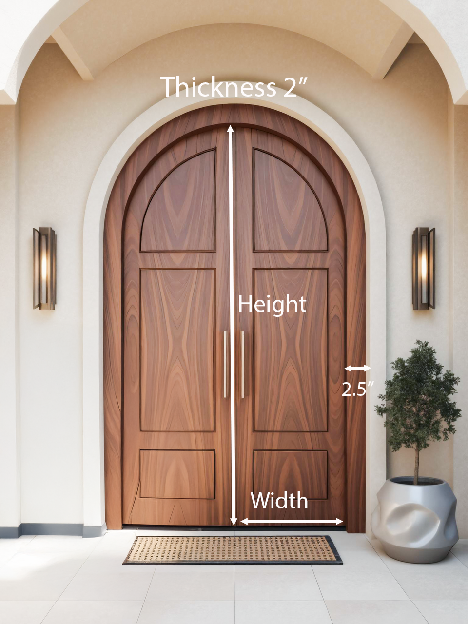 Rustic Arched Double Front Door For Villa Or Farmhouse