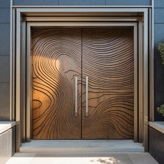 Modern Sculptural Double Front Door With Contour Design For Villa