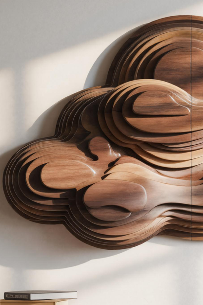 Abstract Cloud Wall Sculpture With Layered Design For Bedroom