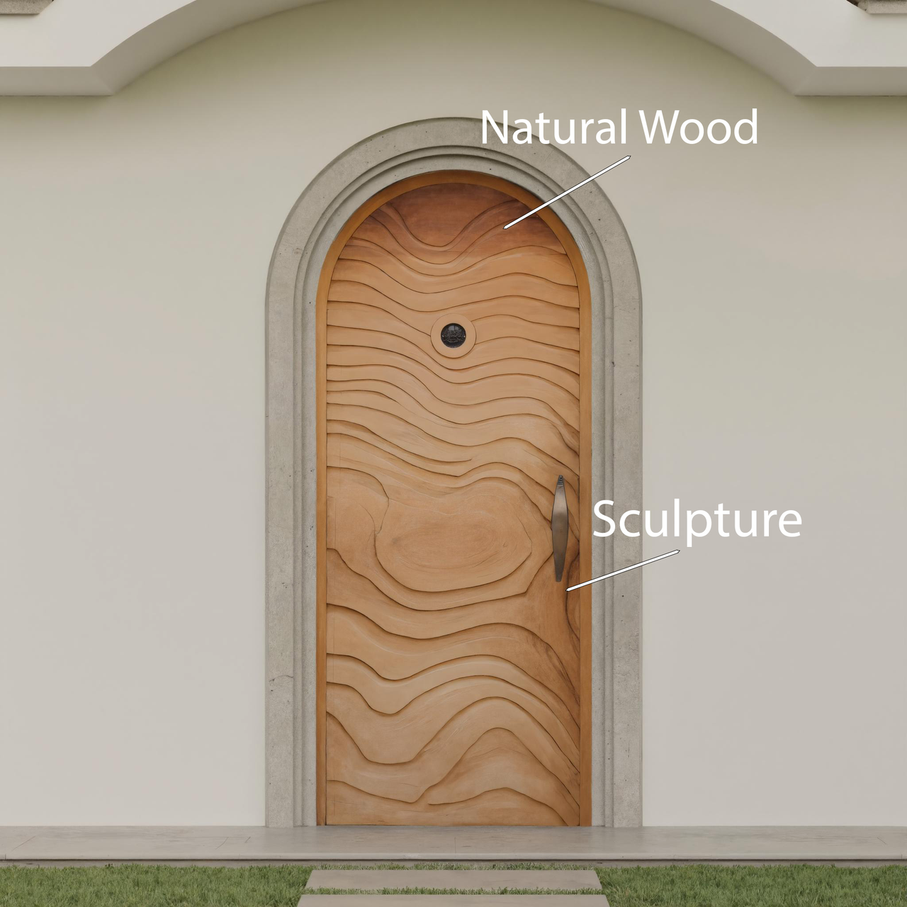 Modern Arched Front Door With Wave Pattern For Villa Or Architecture