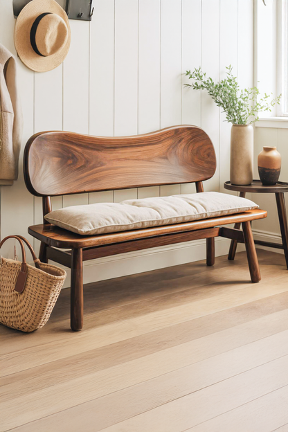 Modern Bench With Curved Backrest For Bedroom