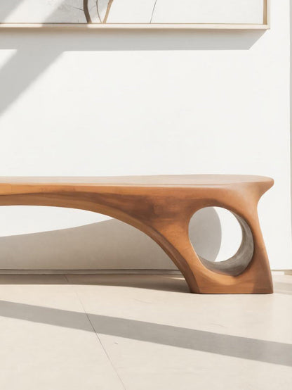Modern Sculptural Bench With Curved Design For Living Room