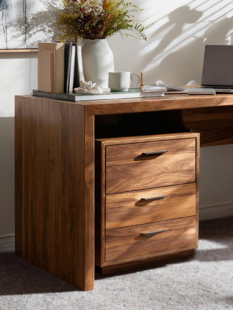 Contemporary Office Desk With Storage Drawers For Home Office