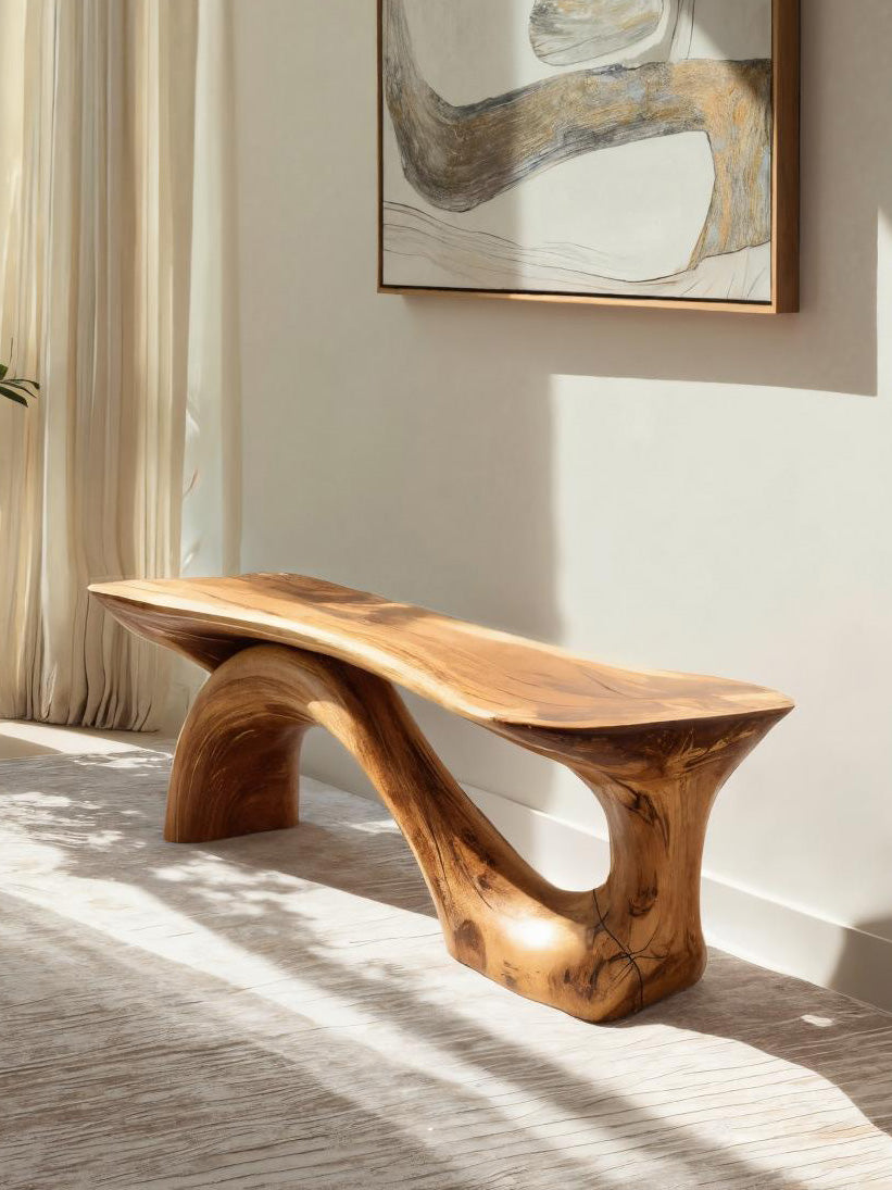 Modern Sculptural Bench With Organic Design For Living Room