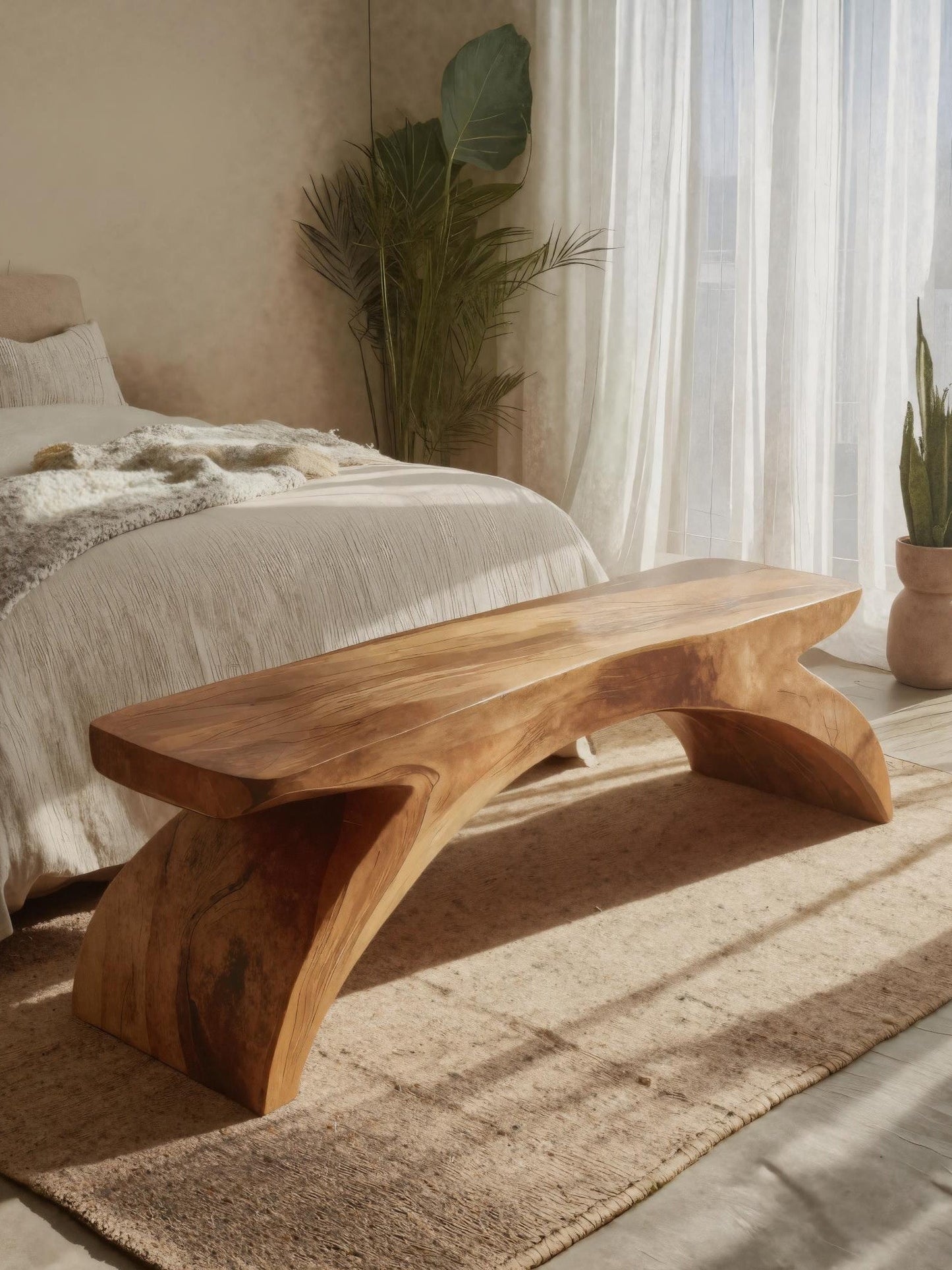 Organic Sculptural Bench For Bedroom Or Living Room