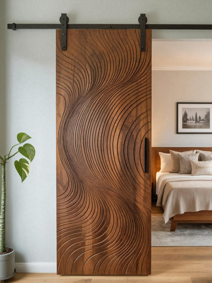 Modern Artistic Sliding Door With Carved Pattern For Bedroom