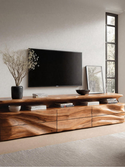 Modern TV Console With Shelf And Drawers For Living Room